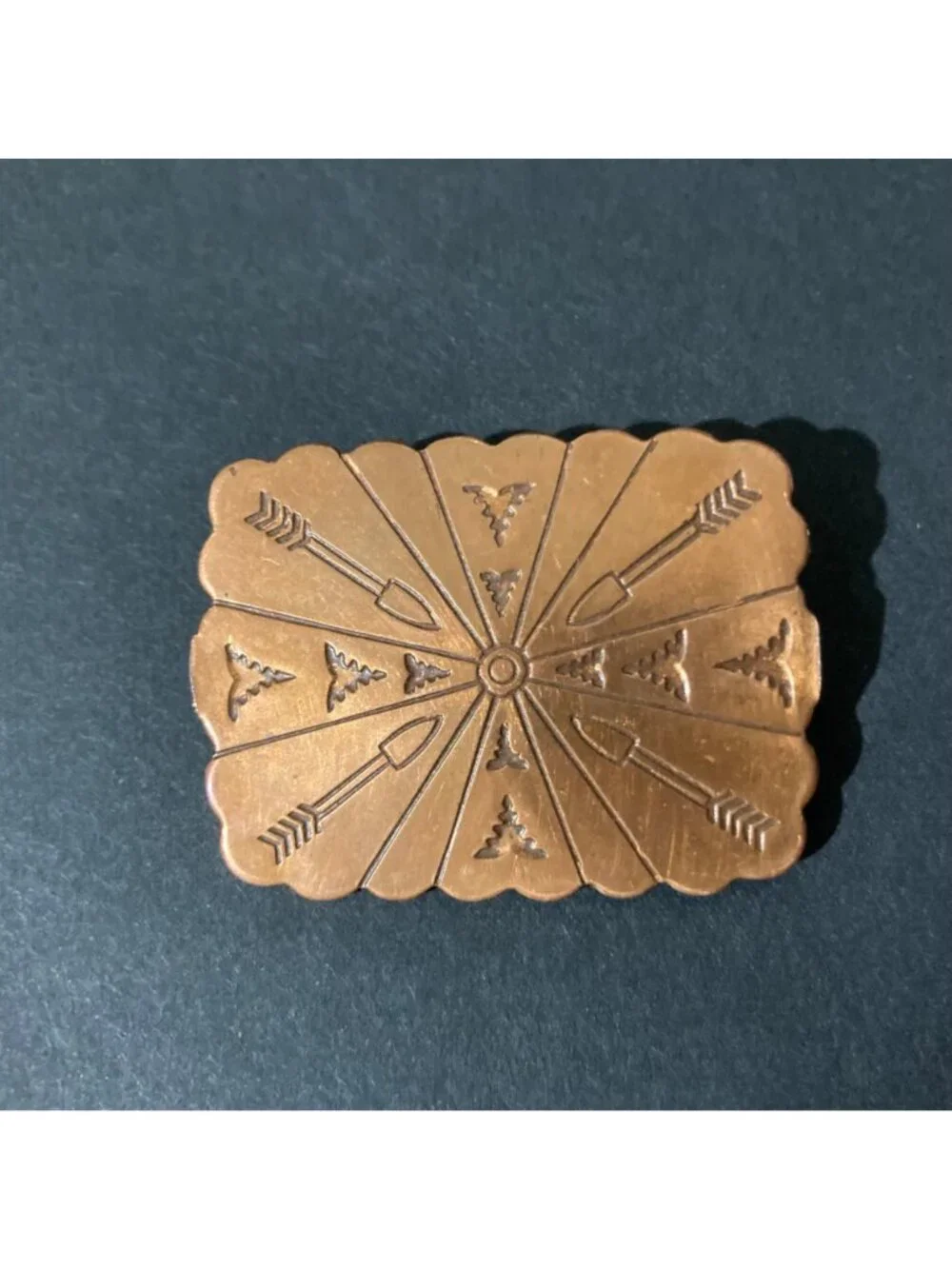 Southwest Native American Inspired Stamped Copper Arrow Brooch